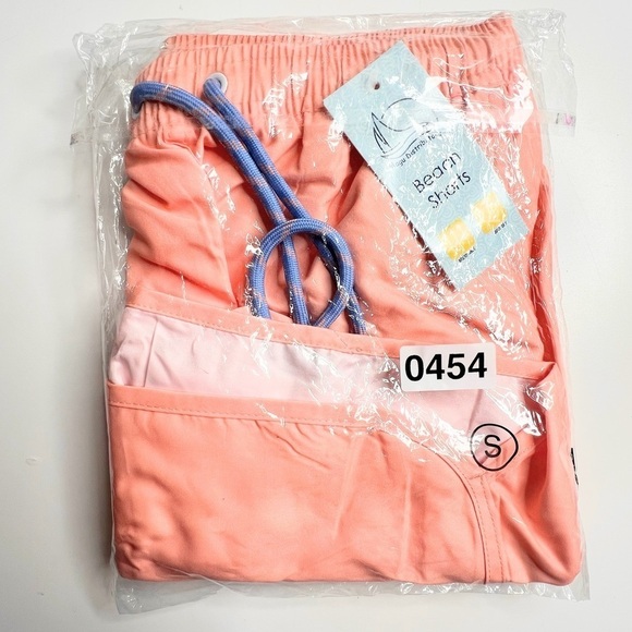 Women’s beach short unisex men swim salmon color solid orange trunk S. - Picture 12 of 13